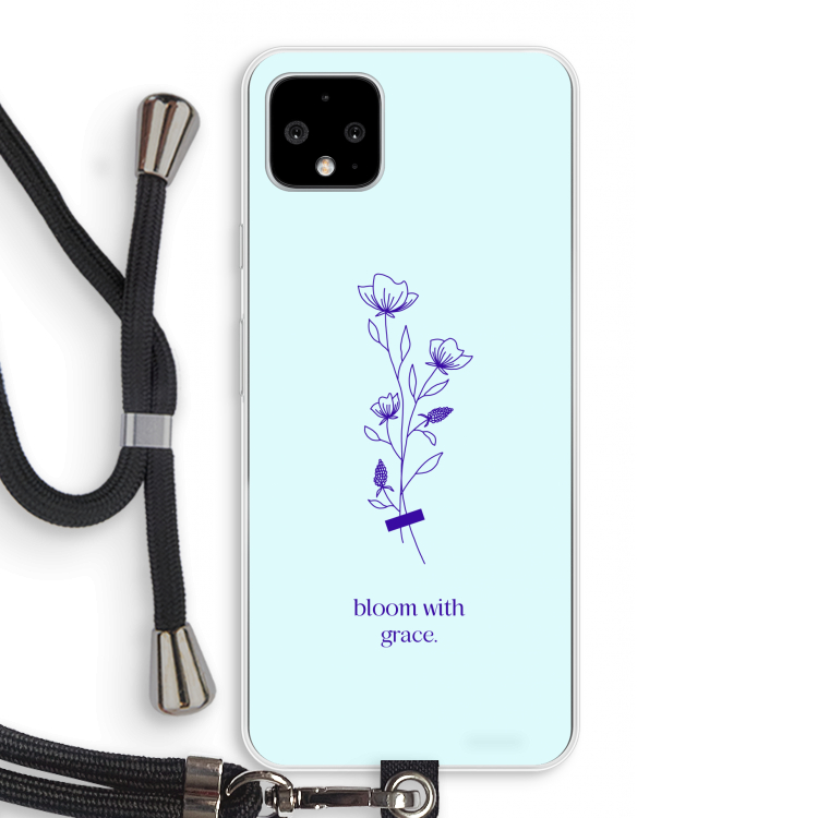 Bloom with grace: Pixel 4 XL Transparant Hoesje met koord