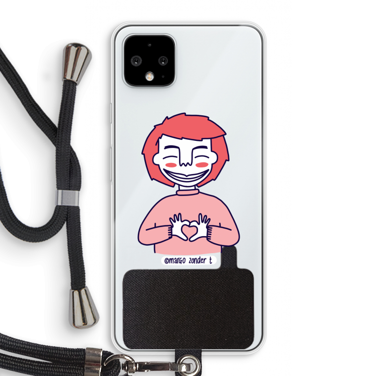 Hartje: Pixel 4 XL Transparant Hoesje met koord