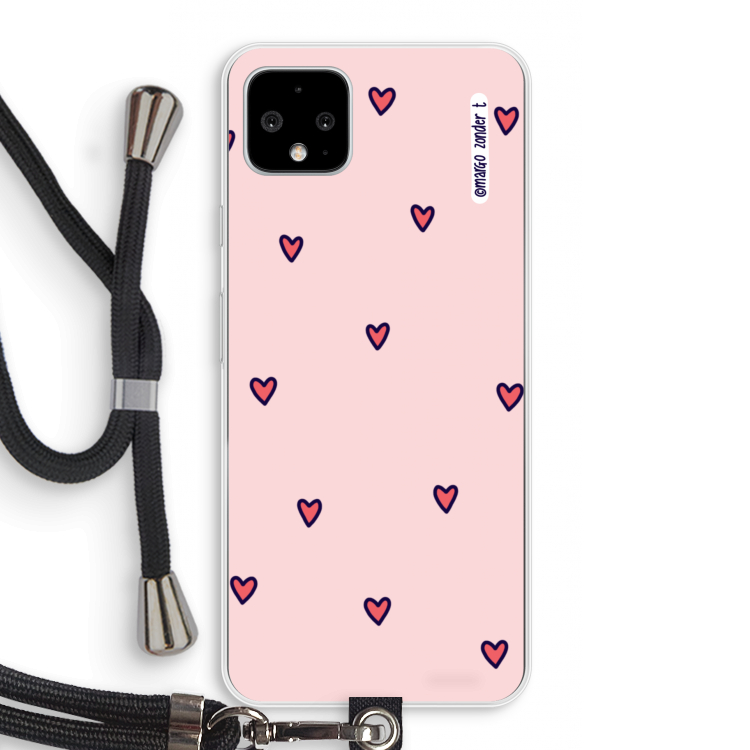 Hartjes: Pixel 4 XL Transparant Hoesje met koord