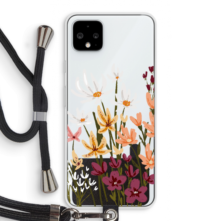 Painted wildflowers: Pixel 4 XL Transparant Hoesje met koord