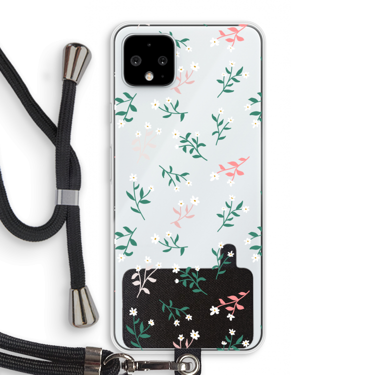 Small white flowers: Pixel 4 XL Transparant Hoesje met koord