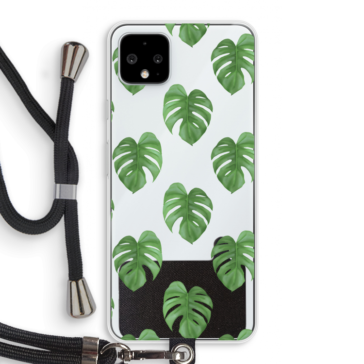 Monstera leaves: Pixel 4 XL Transparant Hoesje met koord