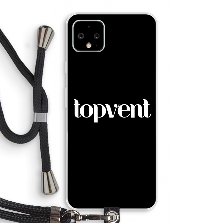 Topvent Zwart: Pixel 4 XL Transparant Hoesje met koord
