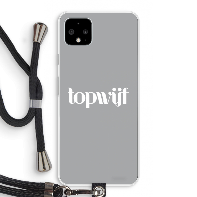 Topwijf Grijs Wit: Pixel 4 XL Transparant Hoesje met koord
