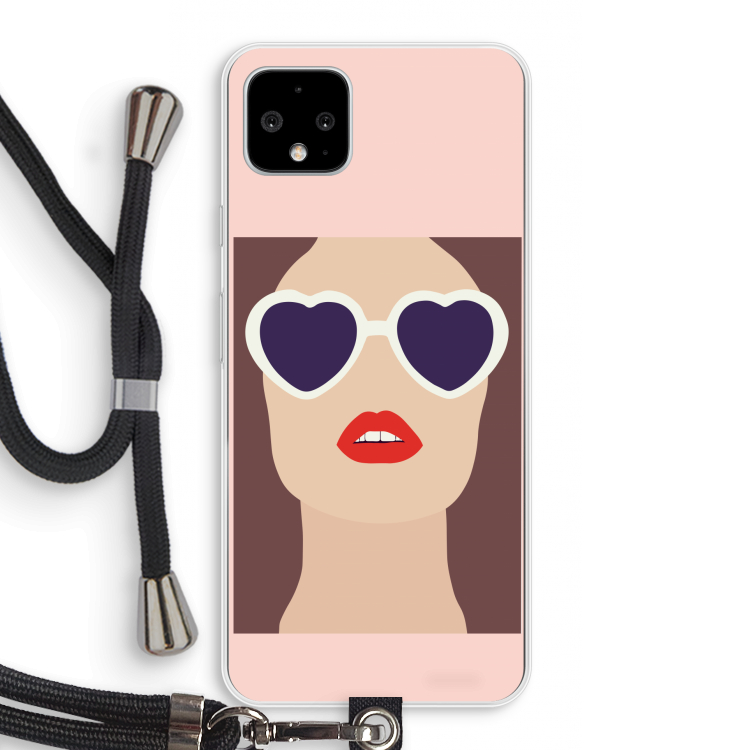 Red lips: Pixel 4 XL Transparant Hoesje met koord