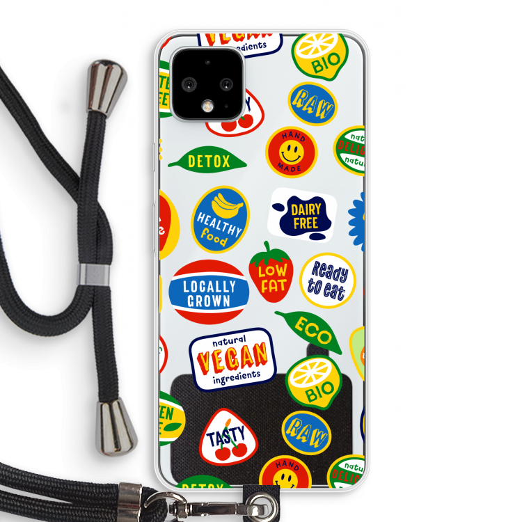 Fruitsticker: Pixel 4 XL Transparant Hoesje met koord
