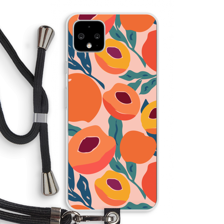 Perzik: Pixel 4 XL Transparant Hoesje met koord