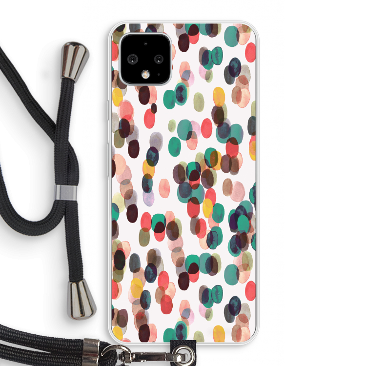Tropical Dots: Pixel 4 XL Transparant Hoesje met koord