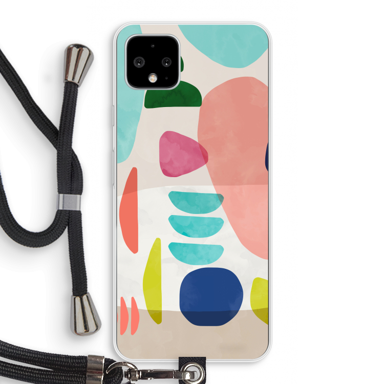 Bold Rounded Shapes: Pixel 4 XL Transparant Hoesje met koord
