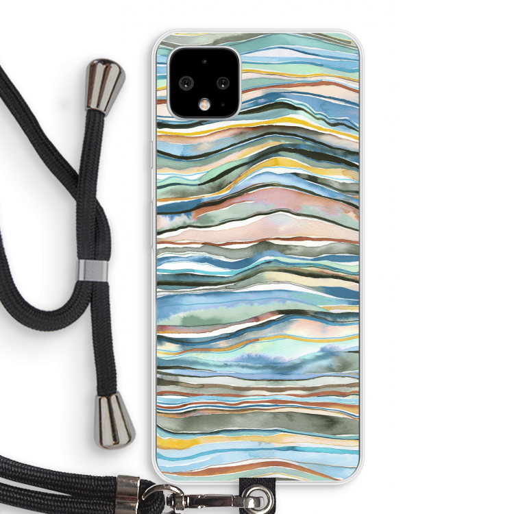 Watercolor Agate: Pixel 4 XL Transparant Hoesje met koord
