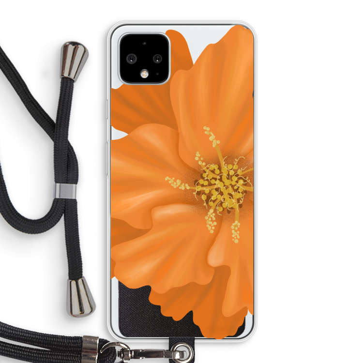 Orange Ellila flower: Pixel 4 XL Transparant Hoesje met koord