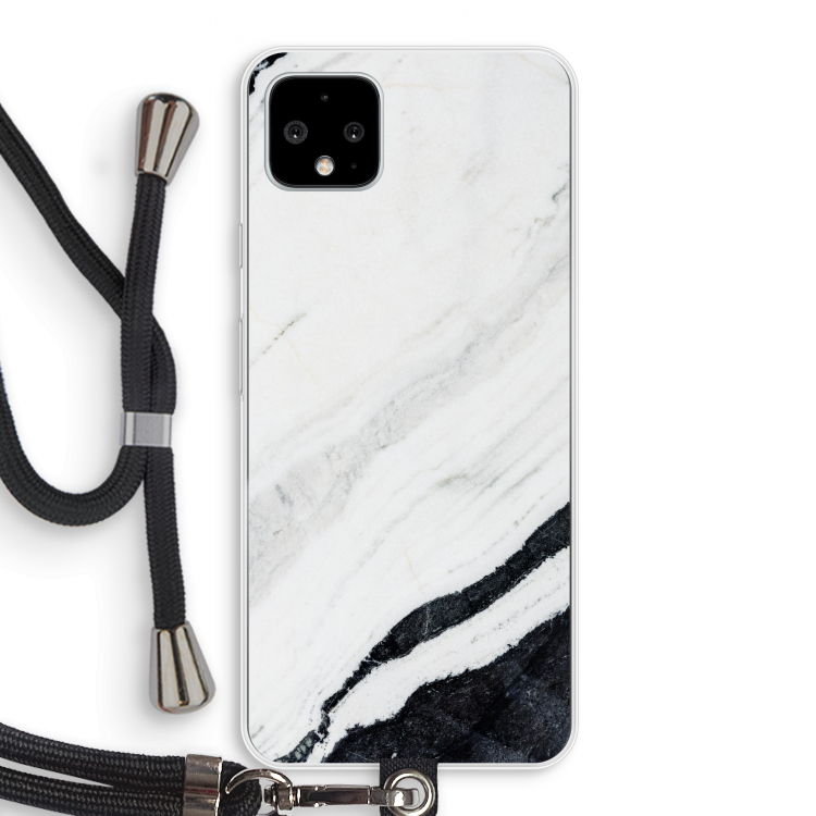 Elegante marmer: Pixel 4 XL Transparant Hoesje met koord