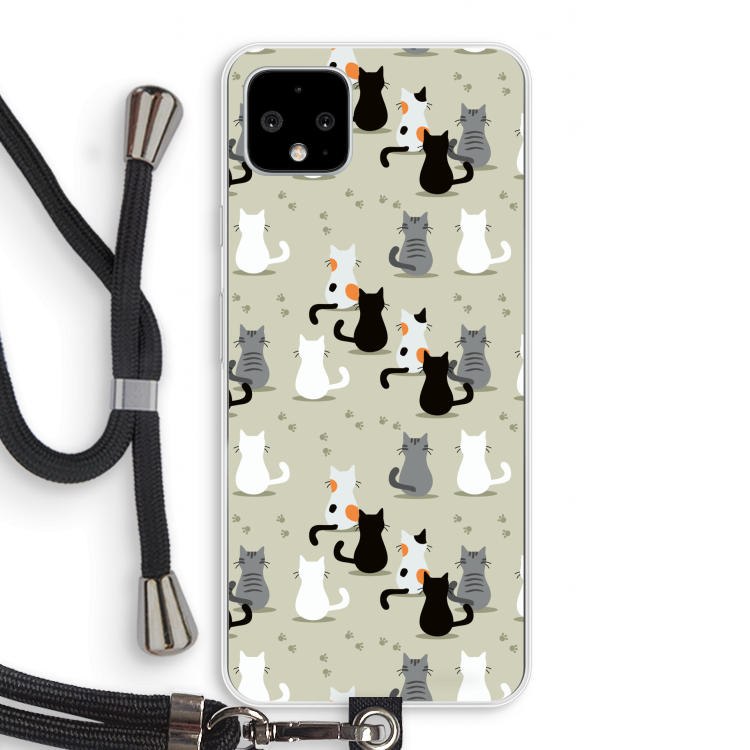 Katten: Pixel 4 XL Transparant Hoesje met koord