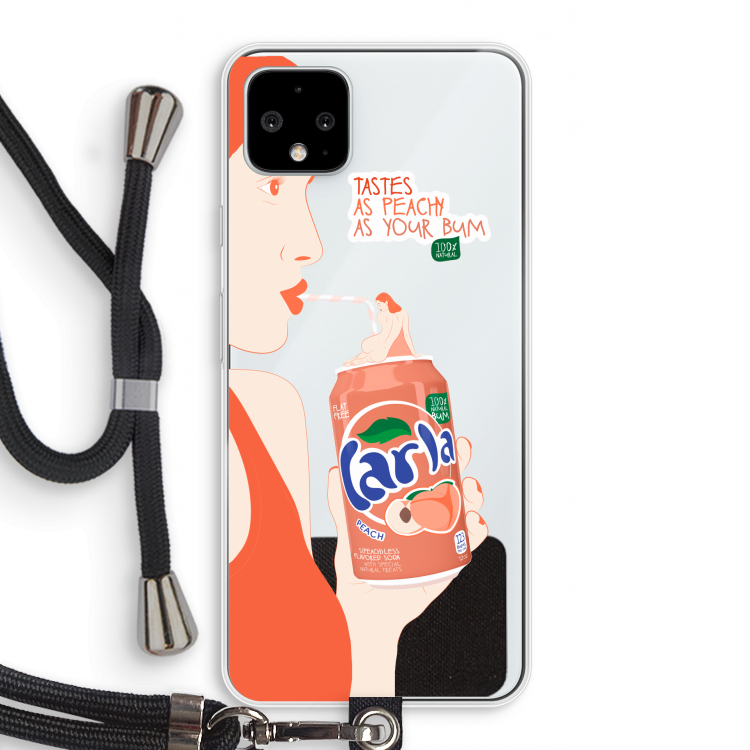 Peach please!: Pixel 4 XL Transparant Hoesje met koord