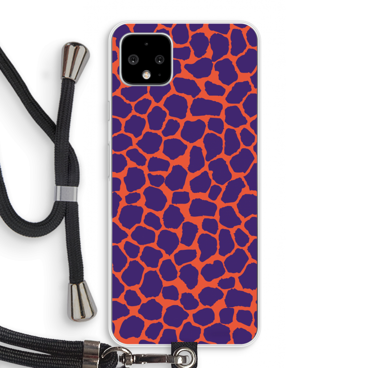 Purple Giraffe: Pixel 4 XL Transparant Hoesje met koord