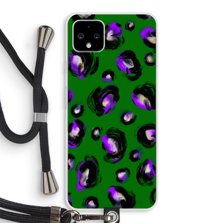 Green Cheetah: Pixel 4 XL Transparant Hoesje met koord