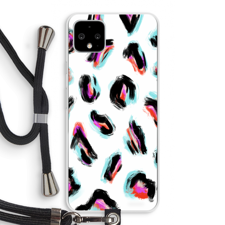 Cheetah color: Pixel 4 XL Transparant Hoesje met koord