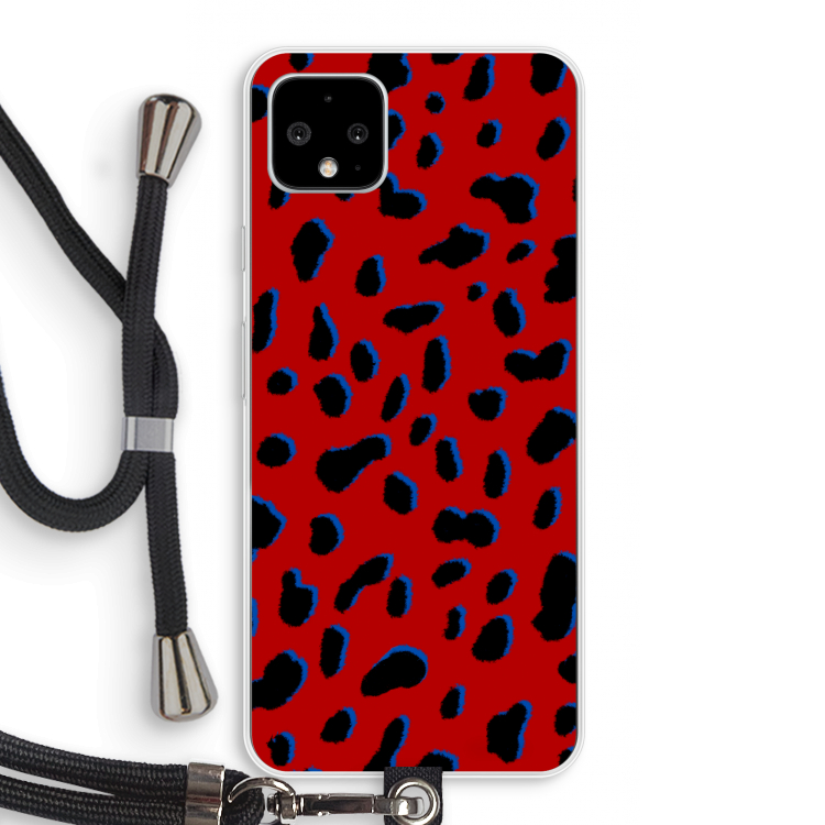 Red Leopard: Pixel 4 XL Transparant Hoesje met koord