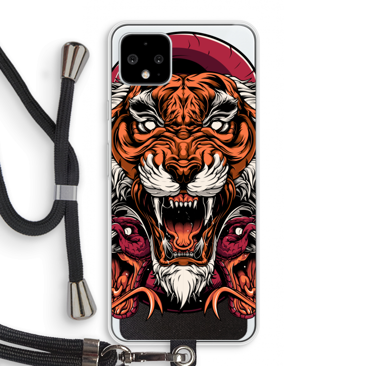 Tiger and Rattlesnakes: Pixel 4 XL Transparant Hoesje met koord
