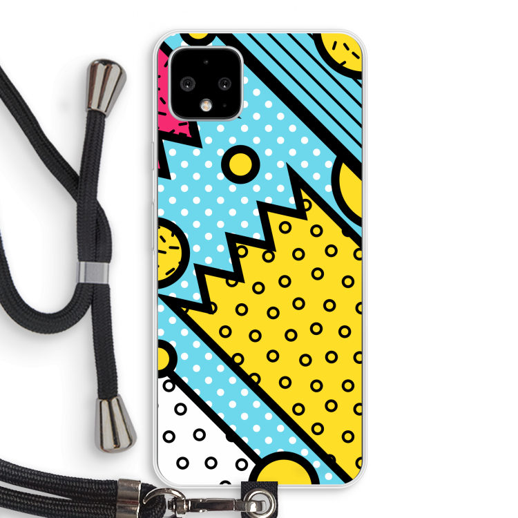 Pop Art #1: Pixel 4 XL Transparant Hoesje met koord