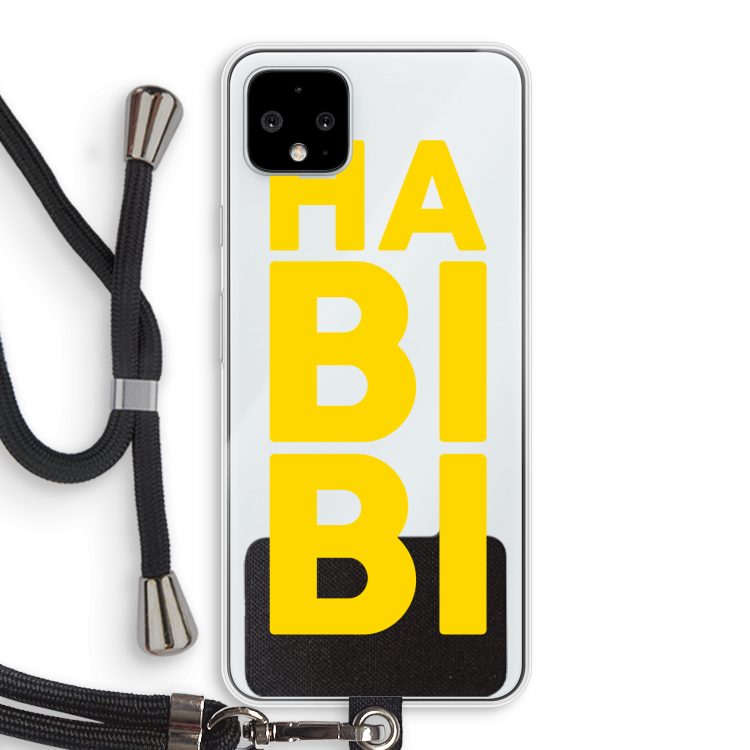 Habibi Blue: Pixel 4 XL Transparant Hoesje met koord
