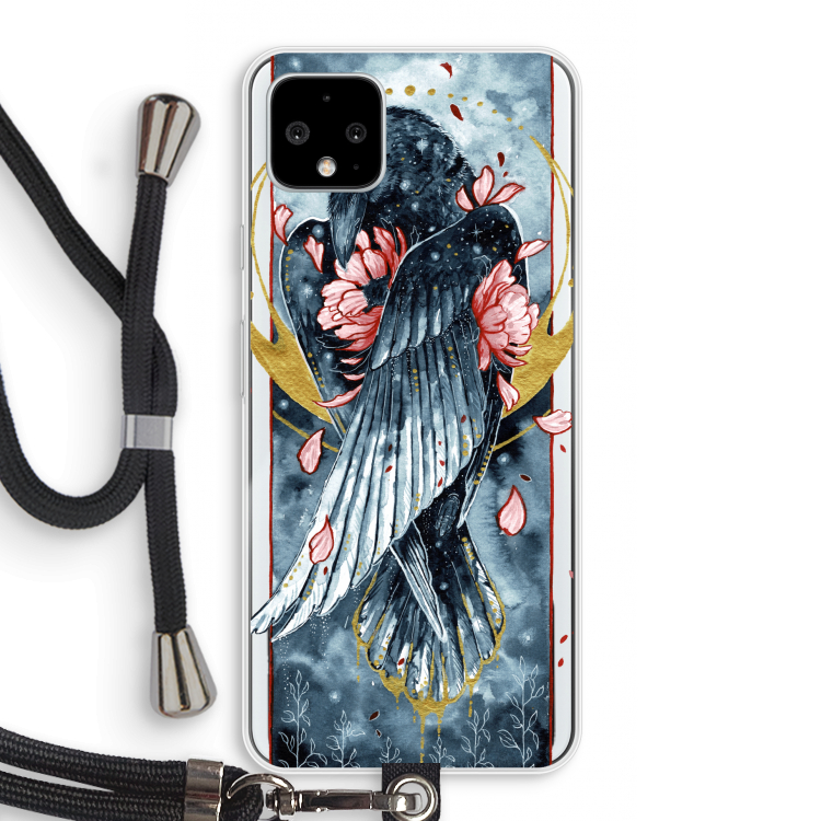 Golden Raven: Pixel 4 XL Transparant Hoesje met koord