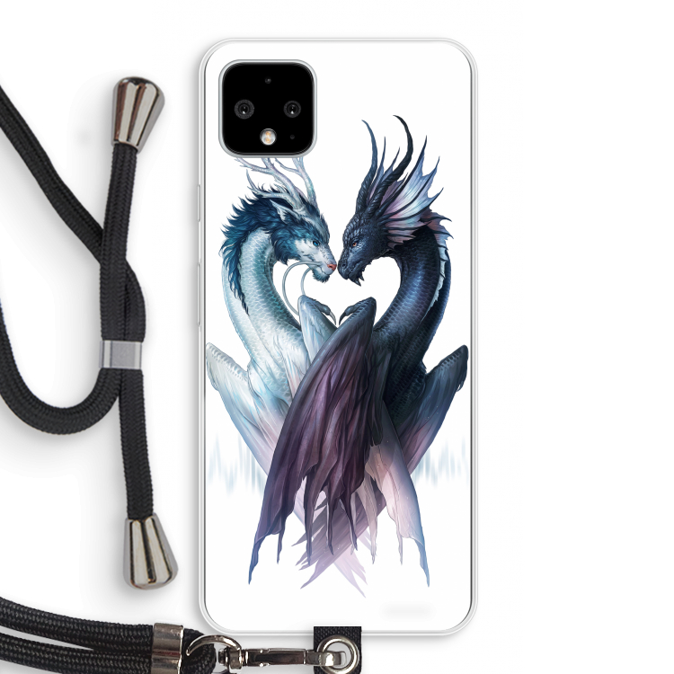 Yin Yang Dragons: Pixel 4 XL Transparant Hoesje met koord