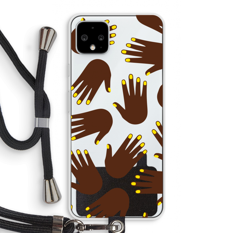 Hands dark: Pixel 4 XL Transparant Hoesje met koord