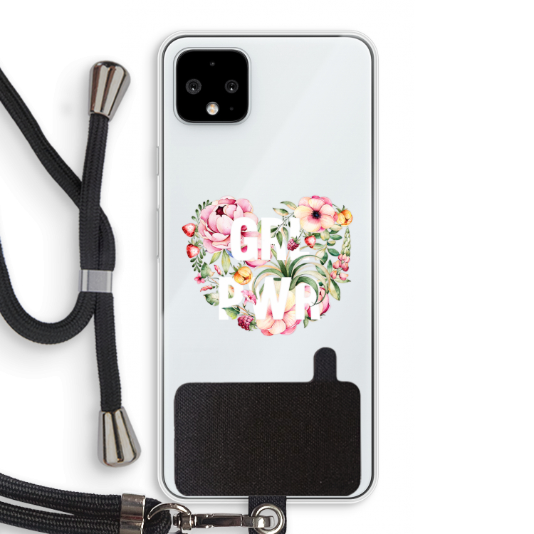 GRL PWR Flower: Pixel 4 XL Transparant Hoesje met koord