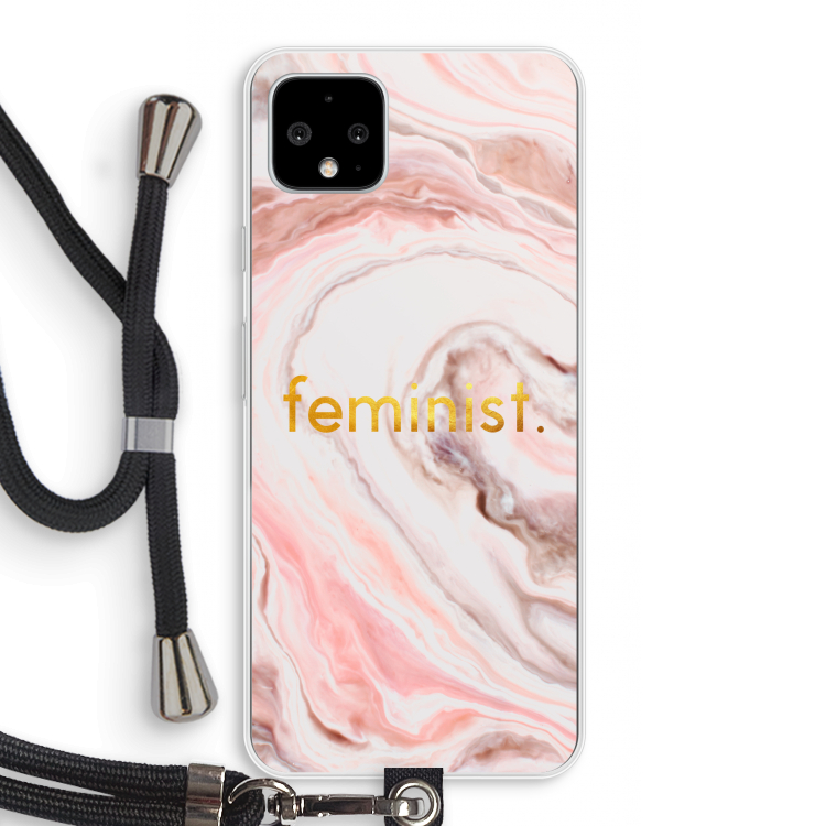 Feminist: Pixel 4 XL Transparant Hoesje met koord