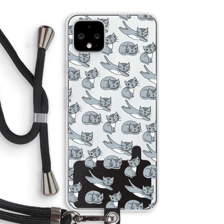 Poezen: Pixel 4 XL Transparant Hoesje met koord