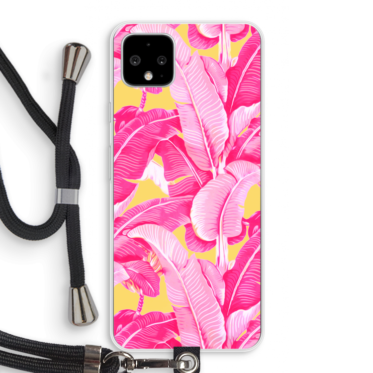 Pink Banana: Pixel 4 XL Transparant Hoesje met koord