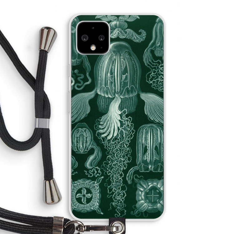 Haeckel Cubomedusae: Pixel 4 XL Transparant Hoesje met koord