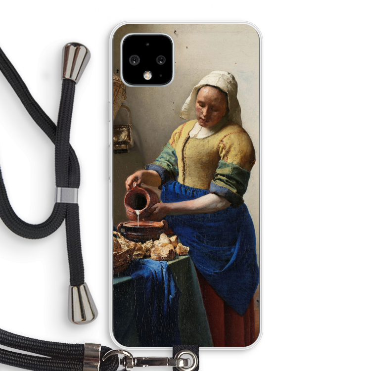 The Milkmaid: Pixel 4 XL Transparant Hoesje met koord