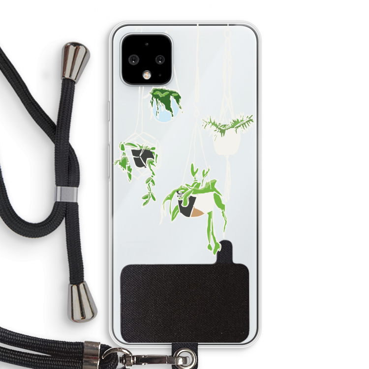 Hang In There: Pixel 4 XL Transparant Hoesje met koord