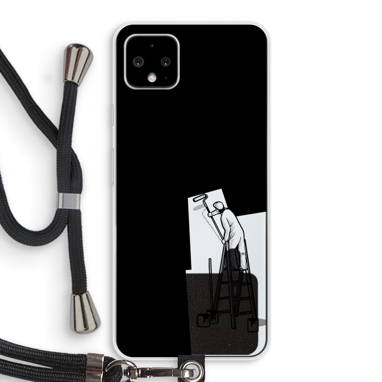 Musketon Painter: Pixel 4 XL Transparant Hoesje met koord
