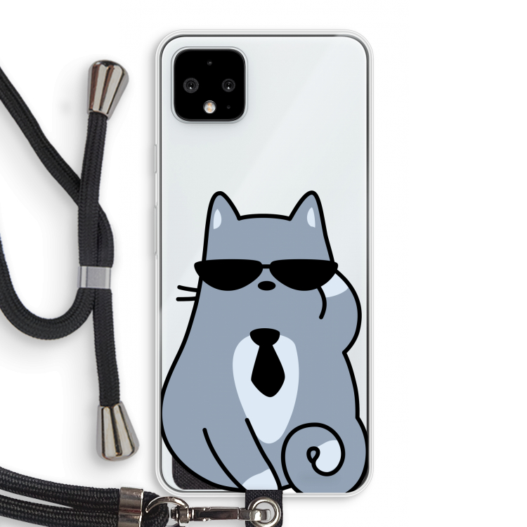 Cool cat: Pixel 4 XL Transparant Hoesje met koord