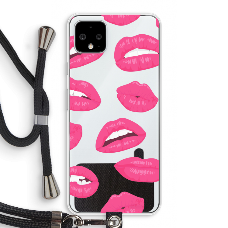 Bite my lip: Pixel 4 XL Transparant Hoesje met koord