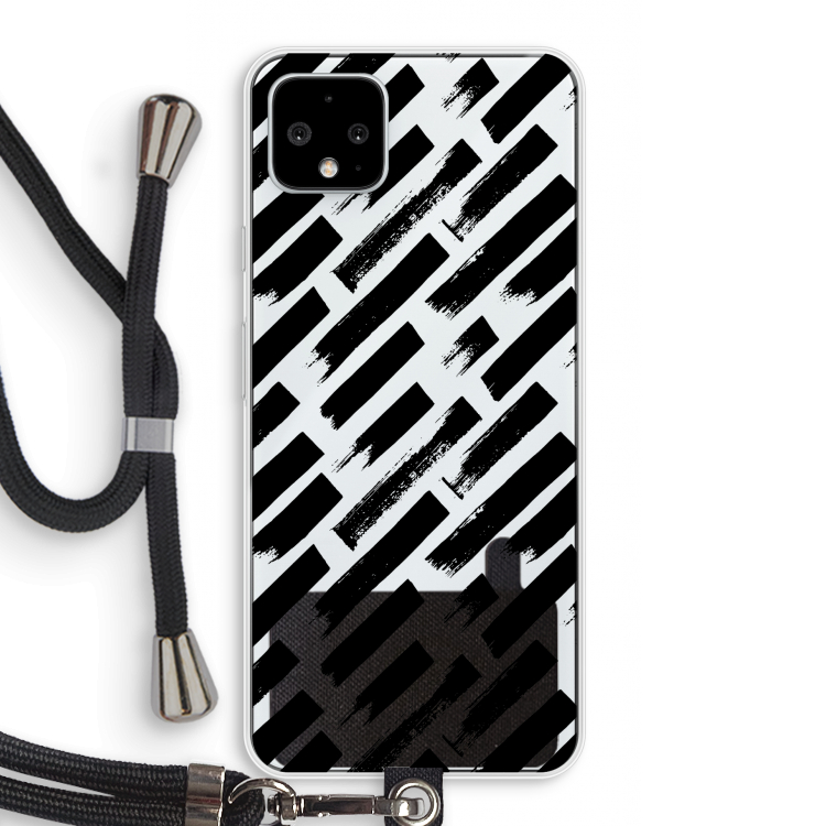 Zwarte vegen: Pixel 4 XL Transparant Hoesje met koord