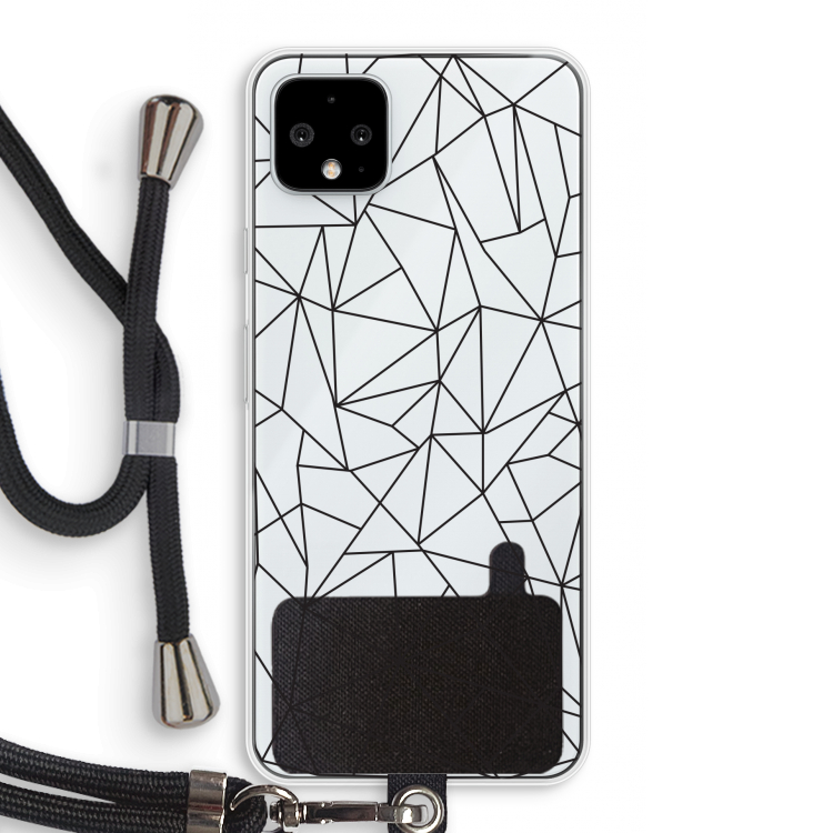 Geometrische lijnen zwart: Pixel 4 XL Transparant Hoesje met koord