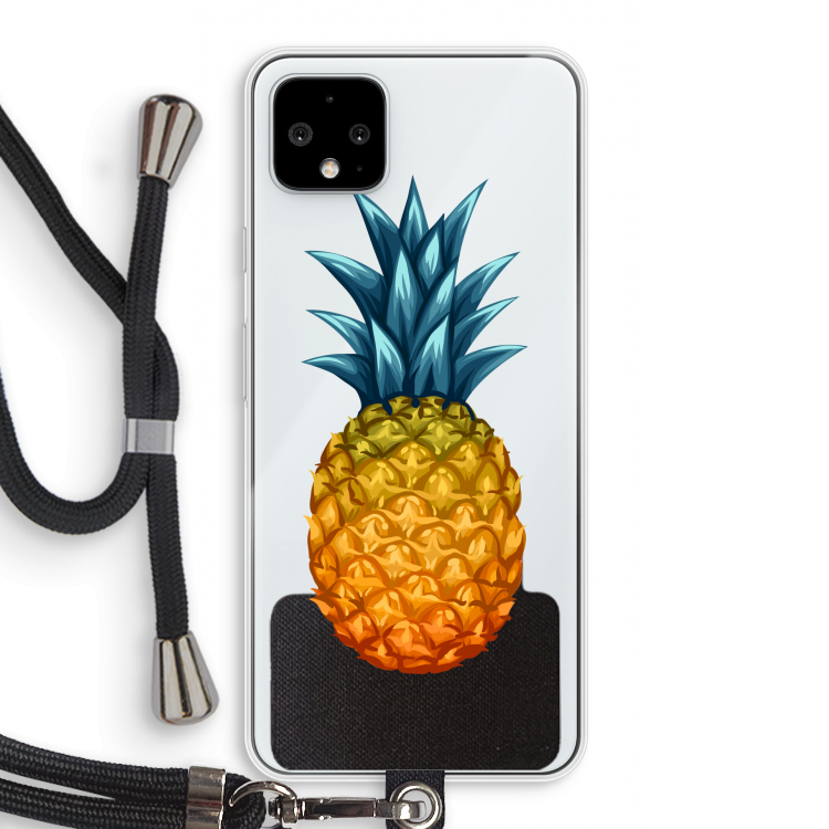 Grote ananas: Pixel 4 XL Transparant Hoesje met koord