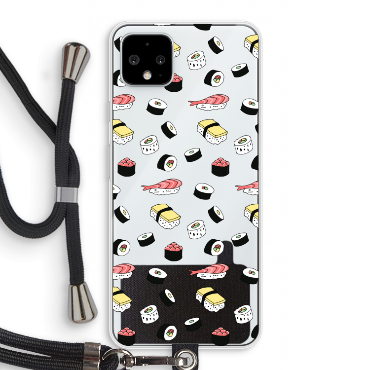 Sushi time: Pixel 4 XL Transparant Hoesje met koord