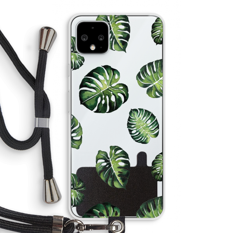 Tropische bladeren: Pixel 4 XL Transparant Hoesje met koord