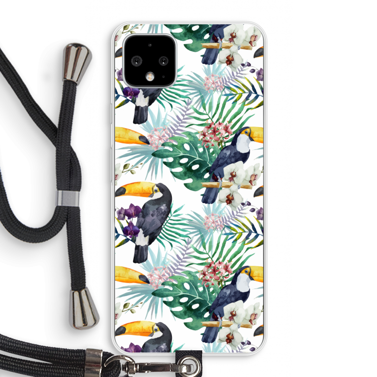 Tukans: Pixel 4 XL Transparant Hoesje met koord