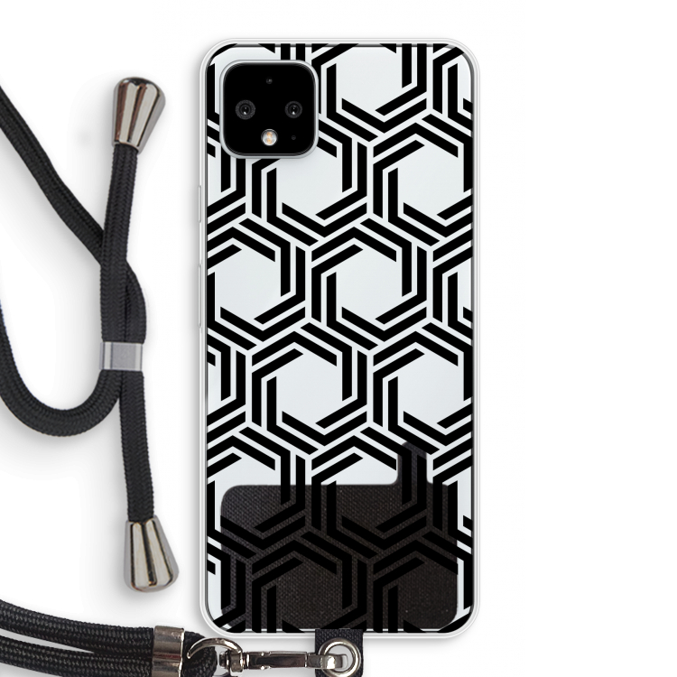Geometrisch patroon: Pixel 4 XL Transparant Hoesje met koord