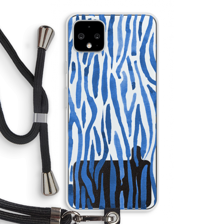 Blauwe nerven: Pixel 4 XL Transparant Hoesje met koord
