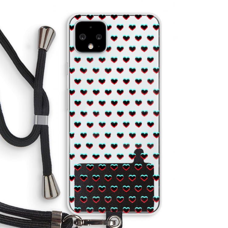Hartjes: Pixel 4 XL Transparant Hoesje met koord