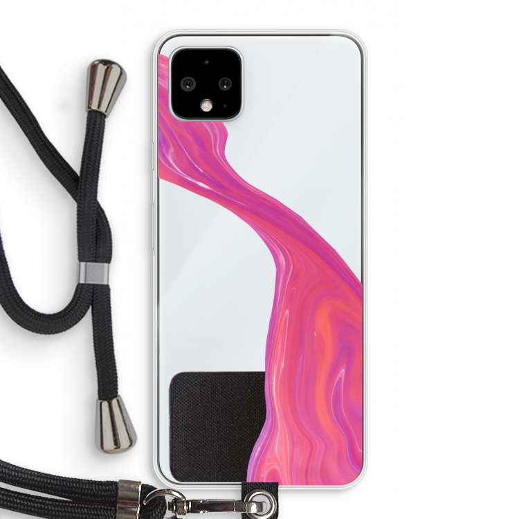 Paarse stroom: Pixel 4 XL Transparant Hoesje met koord