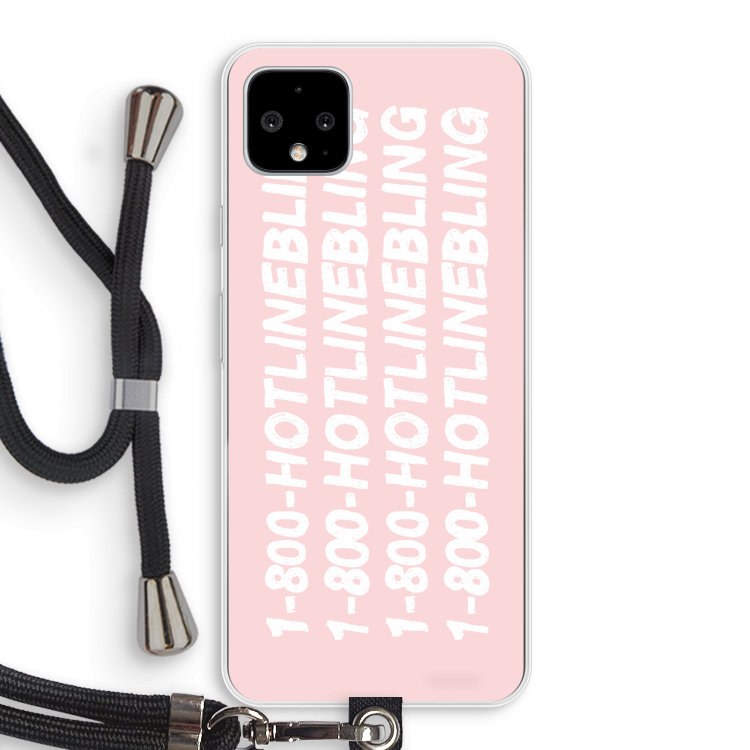 Hotline bling pink: Pixel 4 XL Transparant Hoesje met koord
