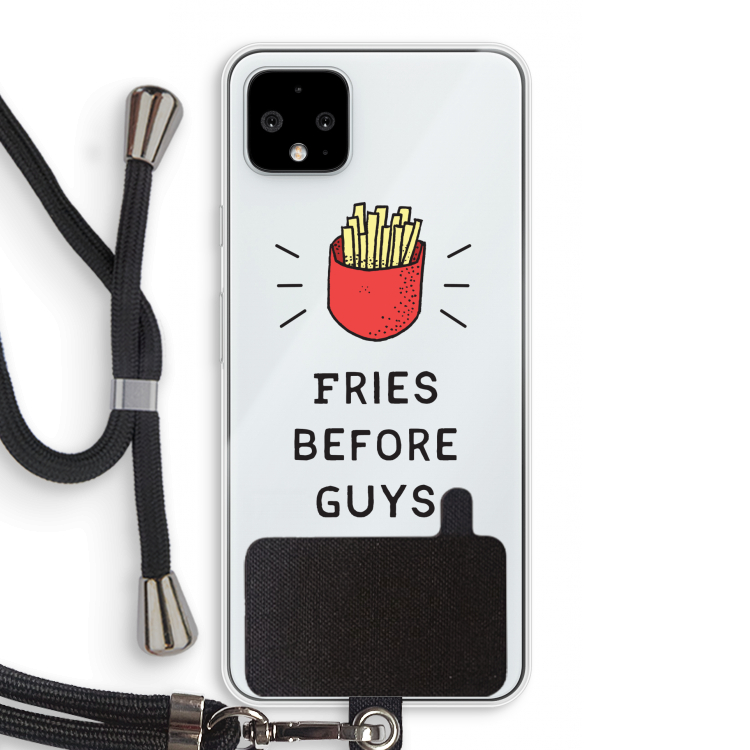 Fries before guys: Pixel 4 XL Transparant Hoesje met koord